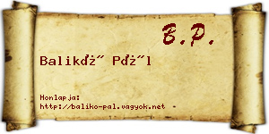 Balikó Pál névjegykártya