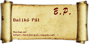 Balikó Pál névjegykártya